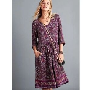 Garnet Hill Purple Floral Patterned Mini Dress 4